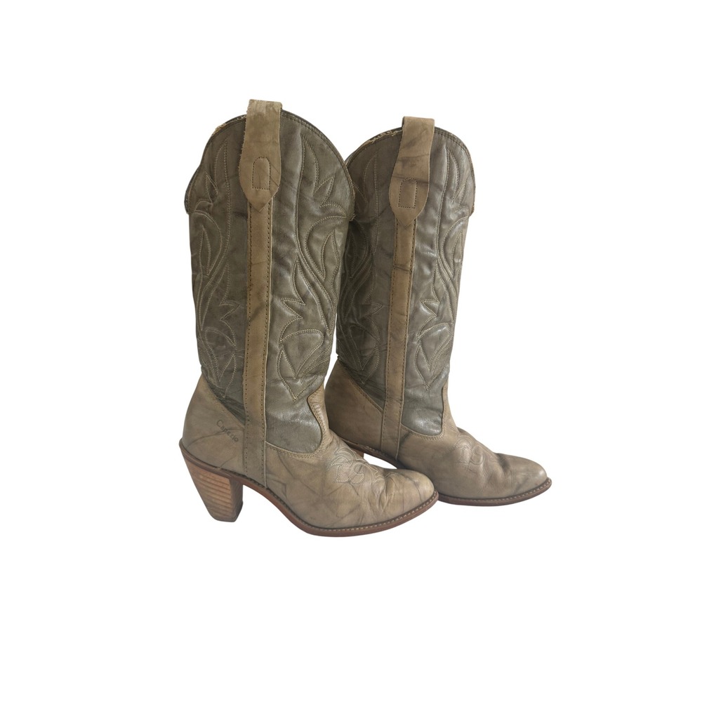 Capezio Cowboy Boots Women Size 7.5 Grey Tan Good Vintage 70s 80s L342 USA Made